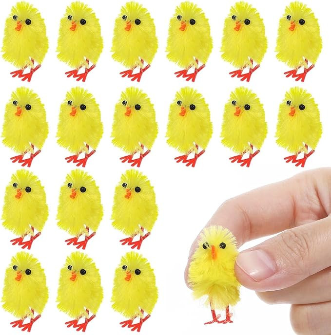 NUOBESTY 60Pcs Mini Easter Chicks, 1.18in Yellow Chenille Chicken Decor,Tiny Baby Chicks for East... | Amazon (US)