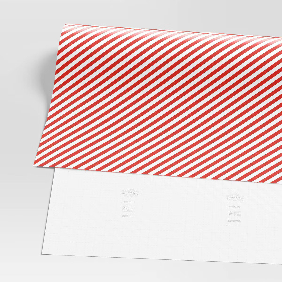 30” 20 sq ft Christmas Roll Wrap Red/White Diagonal Stripes - Wondershop™ | Target