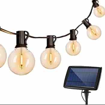 Binval G40 Globe String Lights 25Ft Solar Powered with 25 Clear LED Bulbs, Vintage Backyard Patio... | Amazon (US)