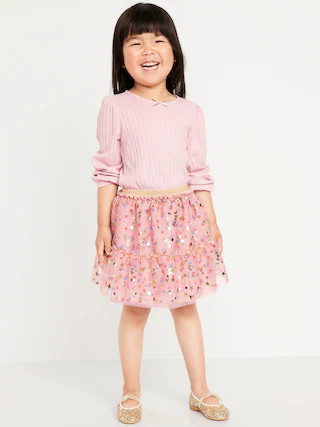 Long-Sleeve Pointelle Top and Tutu Skirt Set for Toddler Girls | Old Navy (CA)