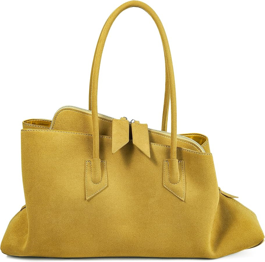 Bevel Edge Suede Large Tote for Women Suede Hobo Bags Retro Shoulder Handbags Purses for Work Tra... | Amazon (US)