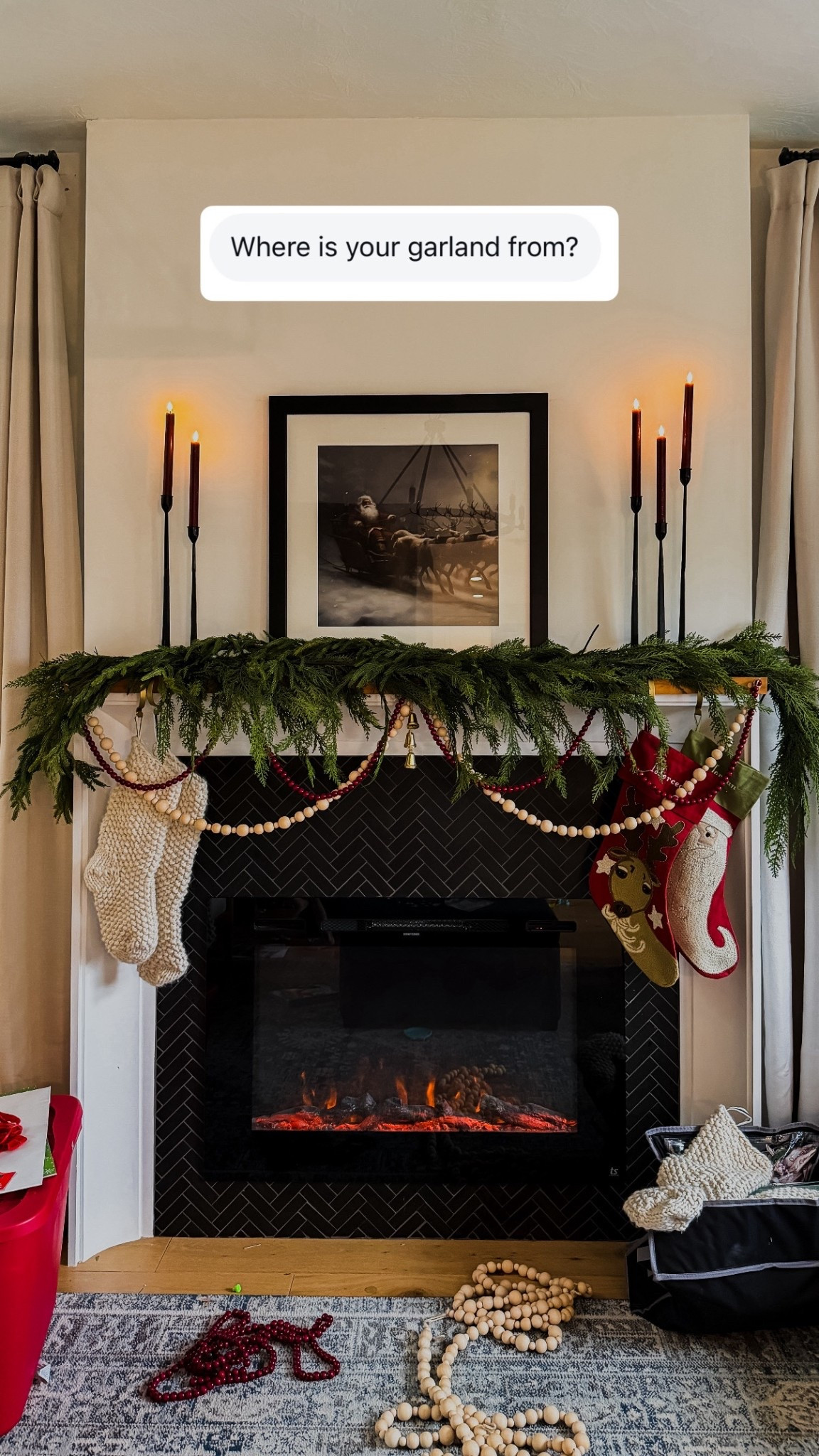 Accepting the totes of decor as part of the process. I need to adjust it slightly still, but what do we think? Chunky knit or personalized stockings this year? Linked everything I could here for you!

#LTKHome #LTKHoliday