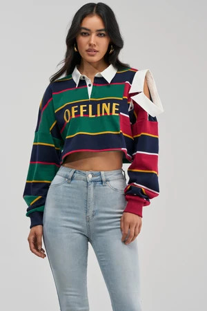 AKIRA Offline Cropped Polo Shirt | Size XL | AKIRA