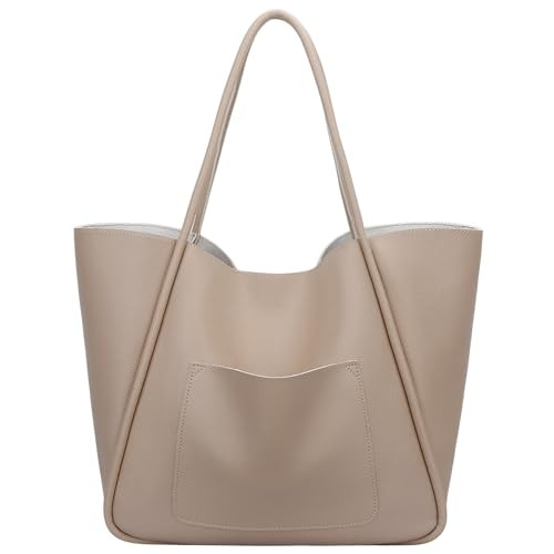 KKXIU Tote Bag for Women Vegan Leather Shoulder Purse Large Capacity Travel Bag | Amazon (US)