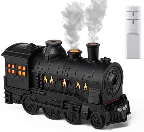 Oil Diffuser, Ultrasonic Cute Cooking Locomotive Steam Express Train Flame Aroma Diffuser Humidifier Cool Mist with Jellyfish Smokes, Lights & Sound, for Men, Dad, Kids, Boyfriend | Amazon (US)