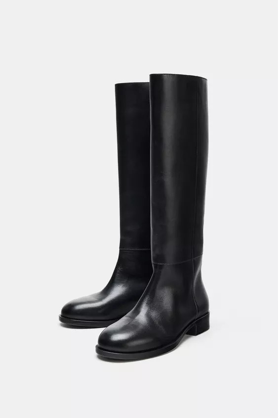 FLAT LEATHER BOOTS | Zara US