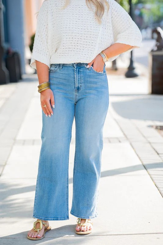 High Rise Wide Leg Denim-Medium | Caroline Hill