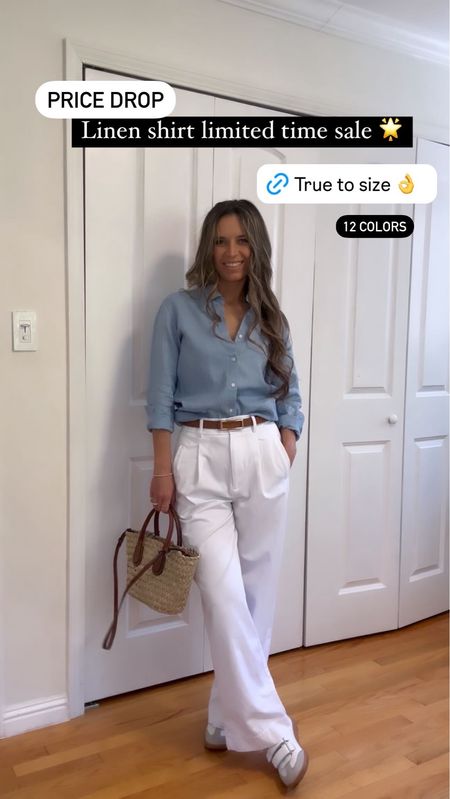Blue linen shirt is true to size 
Wearing sz S
I’m 5’5” 122 lbs 

White pants are true to size / if in between size down



#LTKfindsunder100 #LTKfindsunder50 #LTKtravel
