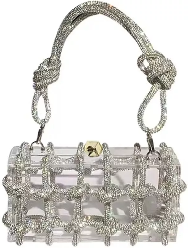 Women's Acrylic Evening Bag Glitter Clutch Purse Transparent