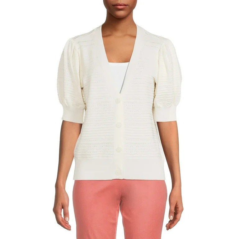 Time and Tru Women’s Puff Sleeve Cardigan - Walmart.com | Walmart (US)