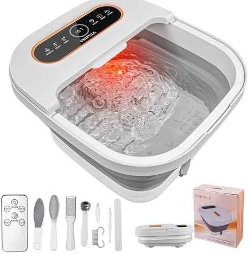 UNIFULL Collapsible Foot Spa Bath with Heat, Touch Screen, Remote Control, Massage Rollers, Timer... | Amazon (US)