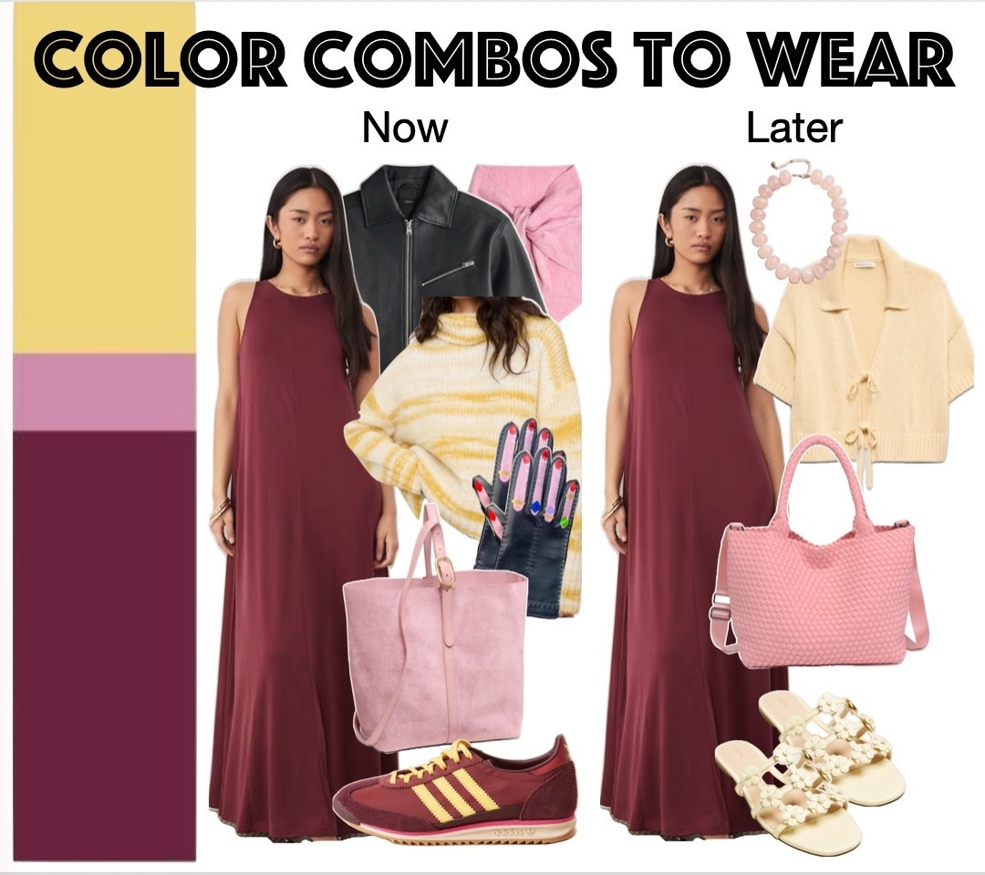 wear now and later with this fun color combo of burgundy with accents of yellow and pink ￼

#LTKSeasonal #LTKootd