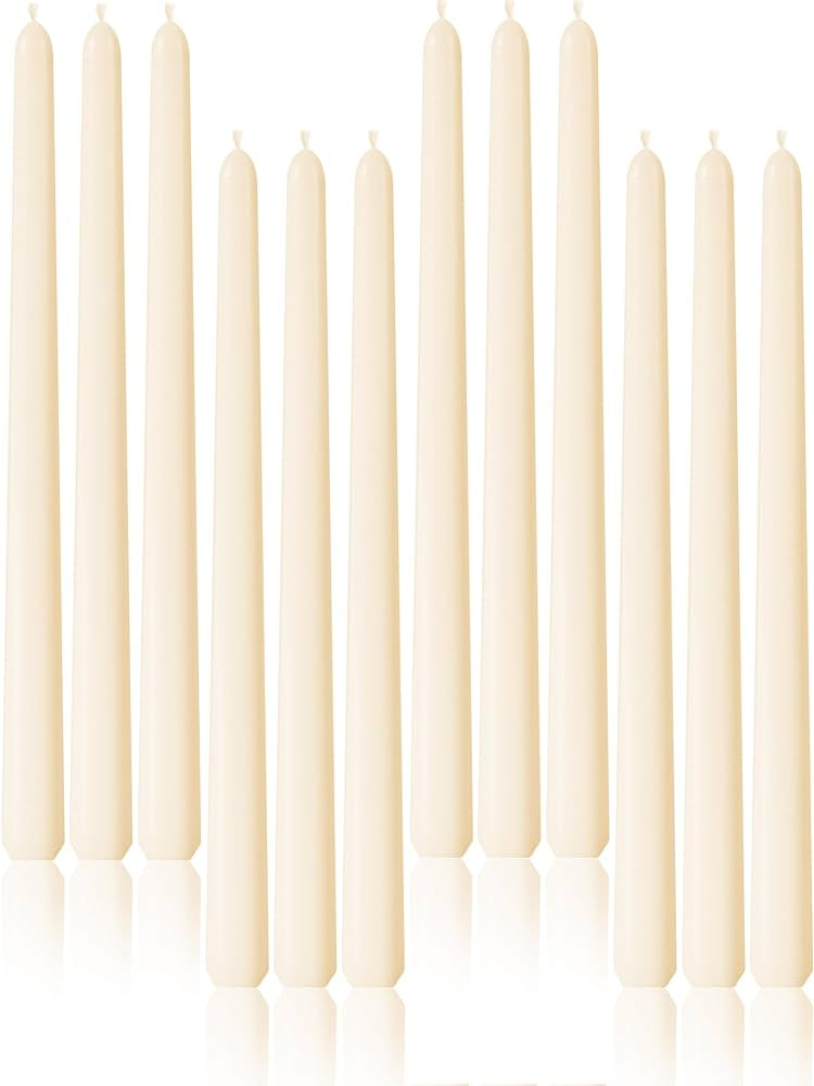 Taper Candles 10 Inch Ivory Set of 12 Unscented, Dripless, Smokeless Long Tall Tapered Candlestic... | Amazon (US)
