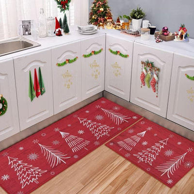 Christmas Red Kitchen Mat Sets of 2 Washable Runner Rug,17x29In+17x47In,Non Slip Non Shedding Kitchen Rug Decorative Runner Mats | Target