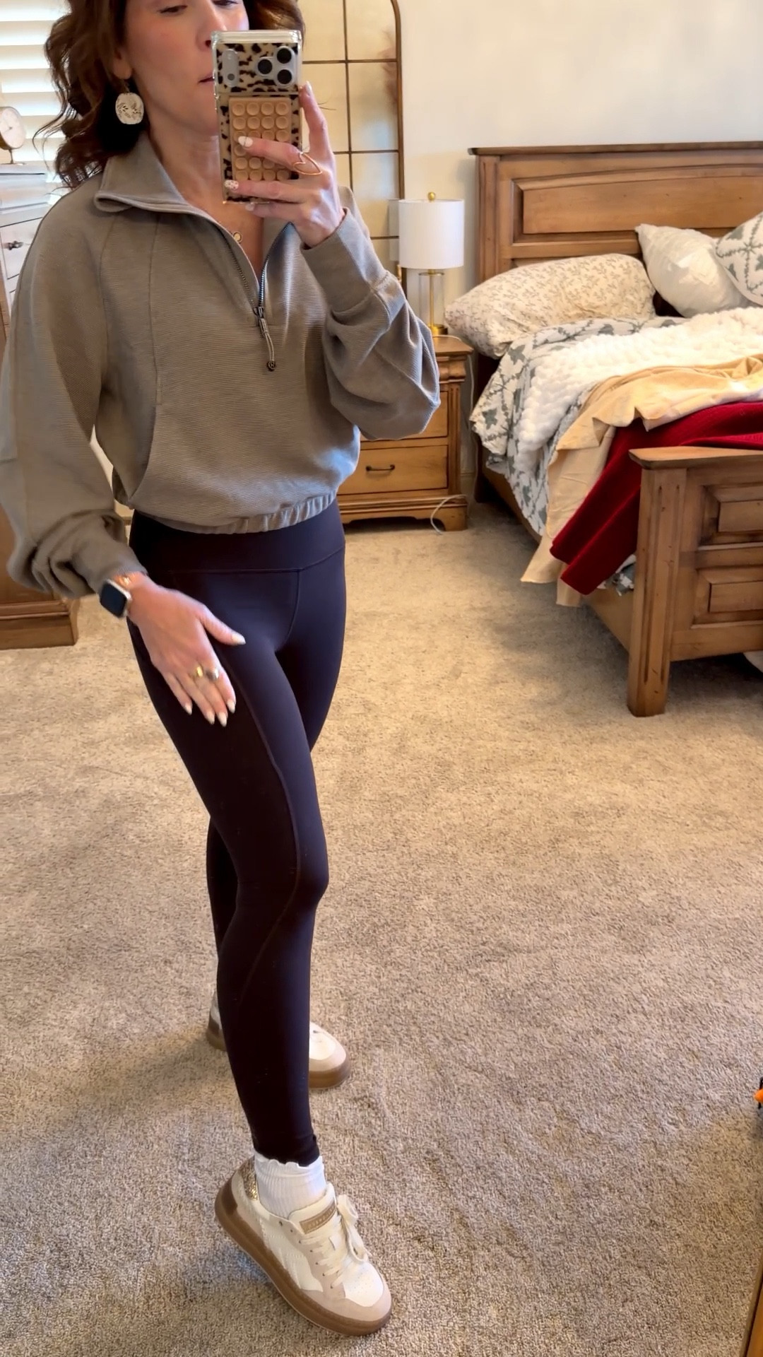 Waffle Cropped Jacket with the most amazing leggings with pockets from Lululemon 
Paired with yellow box tennis shoes 

@YellowBox @Lululemon 