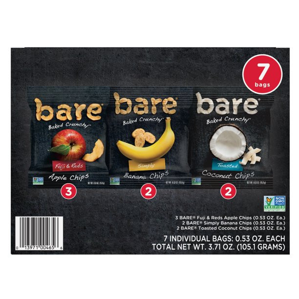 Bare Baked Crunchy Fruit Chips Snack Pack, 0.53 oz Bags, 7 Count | Walmart (US)