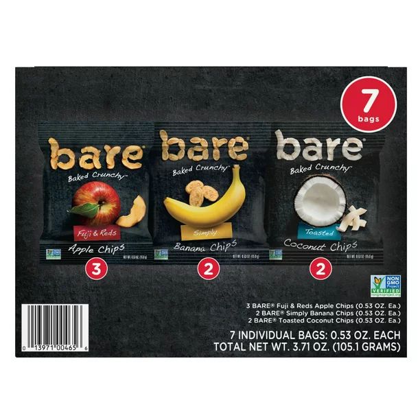 Bare Baked Crunchy Fruit Chips Snack Pack, 0.53 oz Bags, 7 Count | Walmart (US)