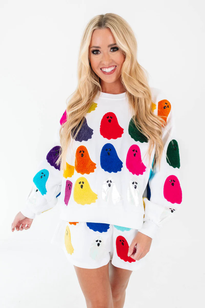 Queen of Sparkles Ghost Sweatshirt - Rainbow | The Impeccable Pig
