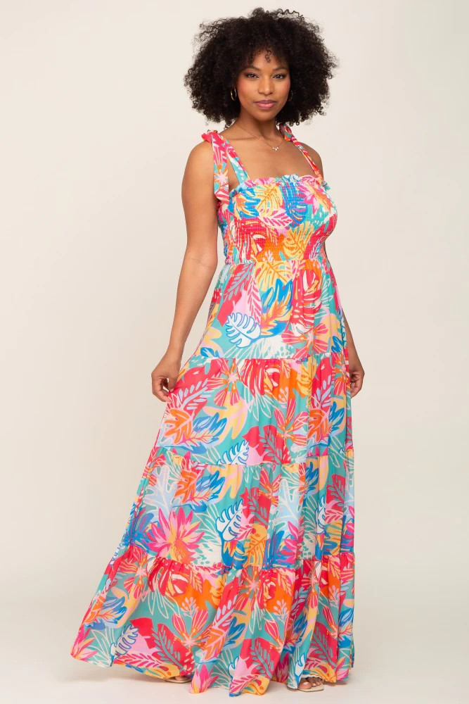 Multi Color Tropical Print Maxi Dress | PinkBlush Maternity