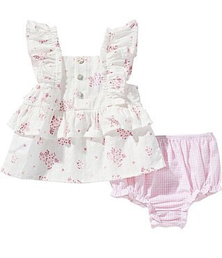 Mud Pie Baby Girls Flutter Sleeve Square Neck Blossom Pinafore Dress Seersucker Diaper Cover Set - 6/9 Months | Dillard's