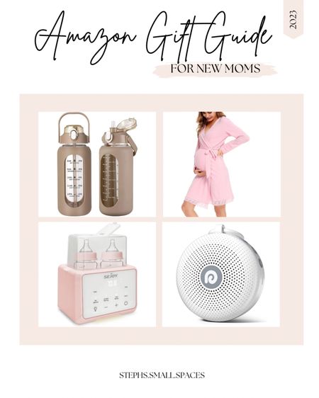 Gift guide for new moms, new mom gift guides, gifts for new moms, amazon gifts for new moms, maternity robes,  neutral water bottle, sound machine, bottle warmer

#LTKbaby #LTKGiftGuide #LTKbump