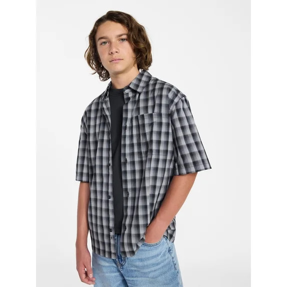Weekend Academy Boys Button Down Shirt with Short Sleeves, Sizes 4-18 | Walmart (US)