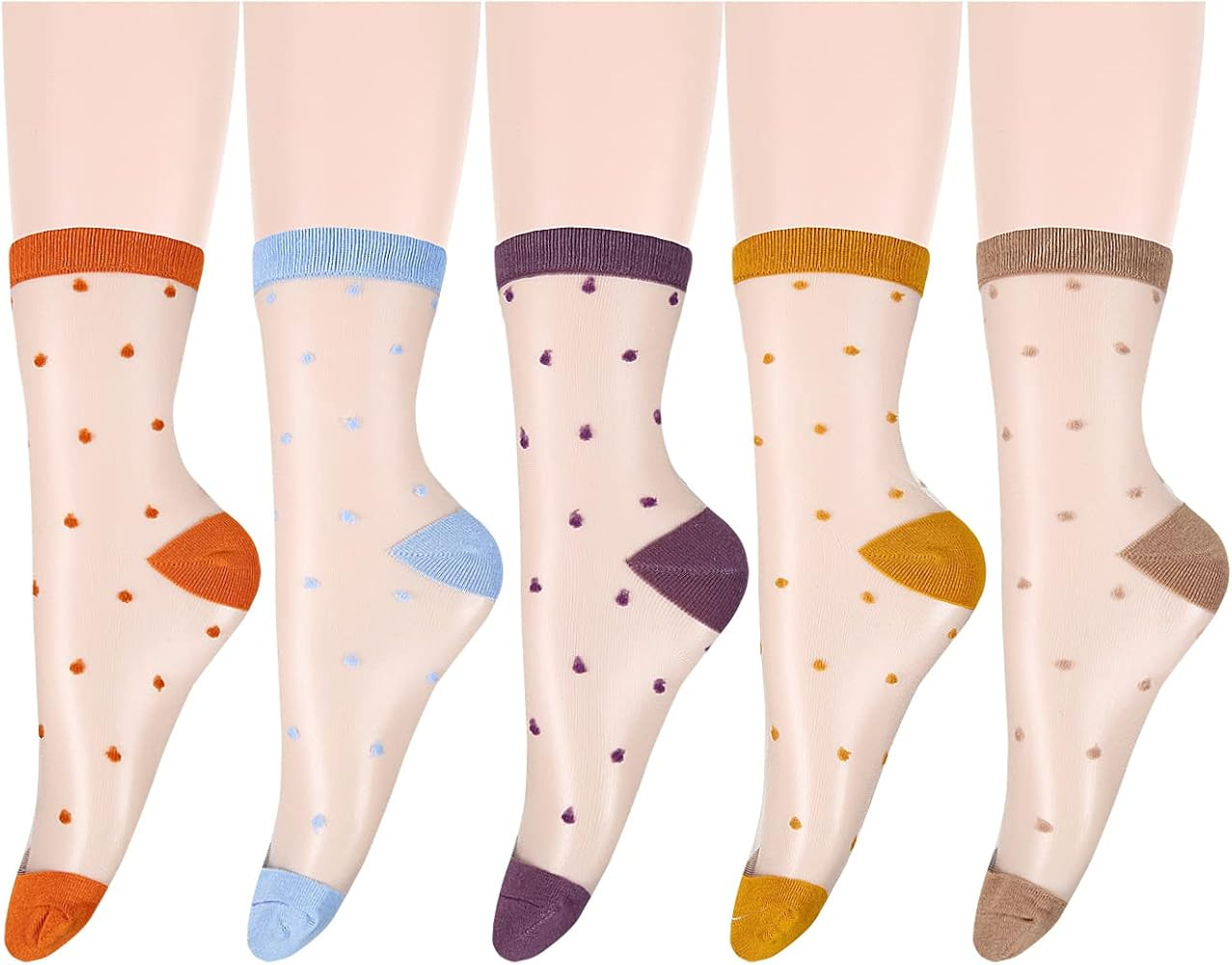 Benefeet Sox Womens Girls Sheer Socks Mesh Lace Crew Socks Transparent See Through Ultra Thin Sil... | Amazon (US)