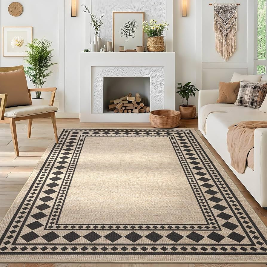 Garvee Geometric Area Rug for Living Room 8x10 Durable Easy Jute Rug with Non-Slip Backing, Non-S... | Amazon (CA)