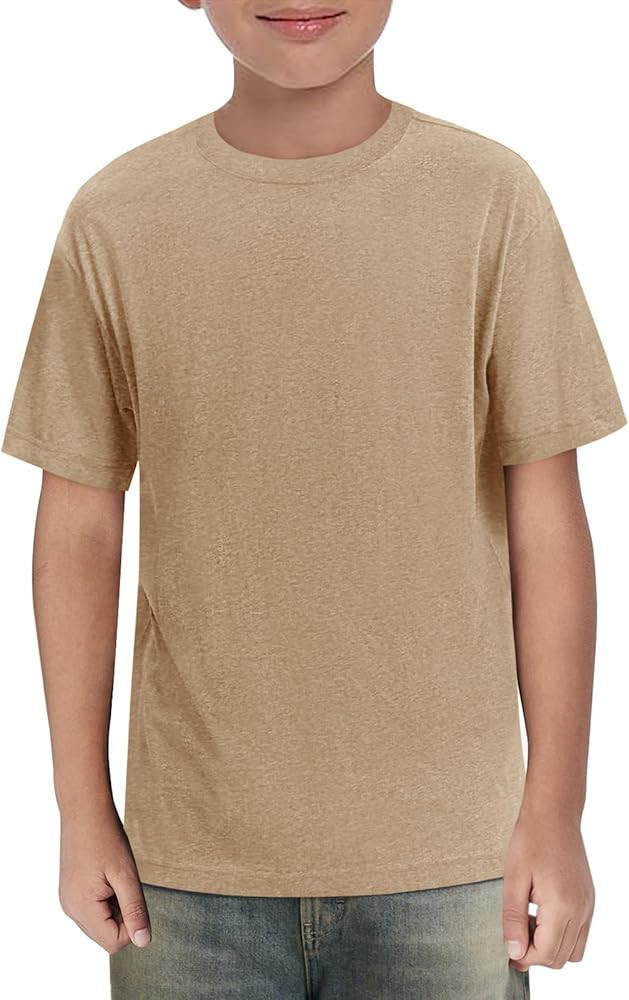 ZDC Boys Short Sleeve T Shirts Kids Summer Crewneck Tops Loose Fit Basic Tees 5-14 Years | Amazon (US)