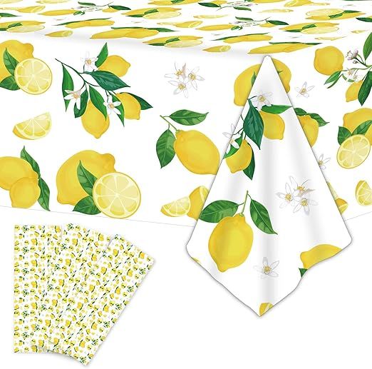 Wiooffen 3 Pcs Lemon Tablecloth Party Yellow Lemonade Supplies Lemons Summer Party Tablecover for... | Amazon (US)