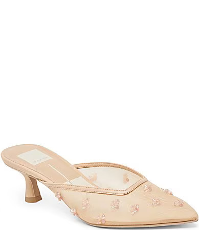 Dolce Vita Clara Sequin Embellished Mesh Kitten Heel Mules - 7.5 | Dillard's