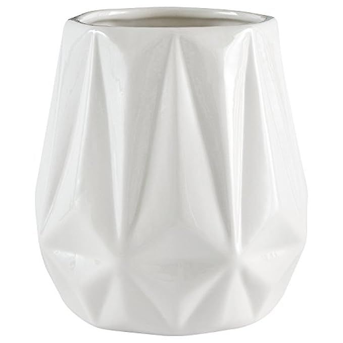 Rivet Modern Angled Stoneware Vase, 5.25"H, White | Amazon (US)