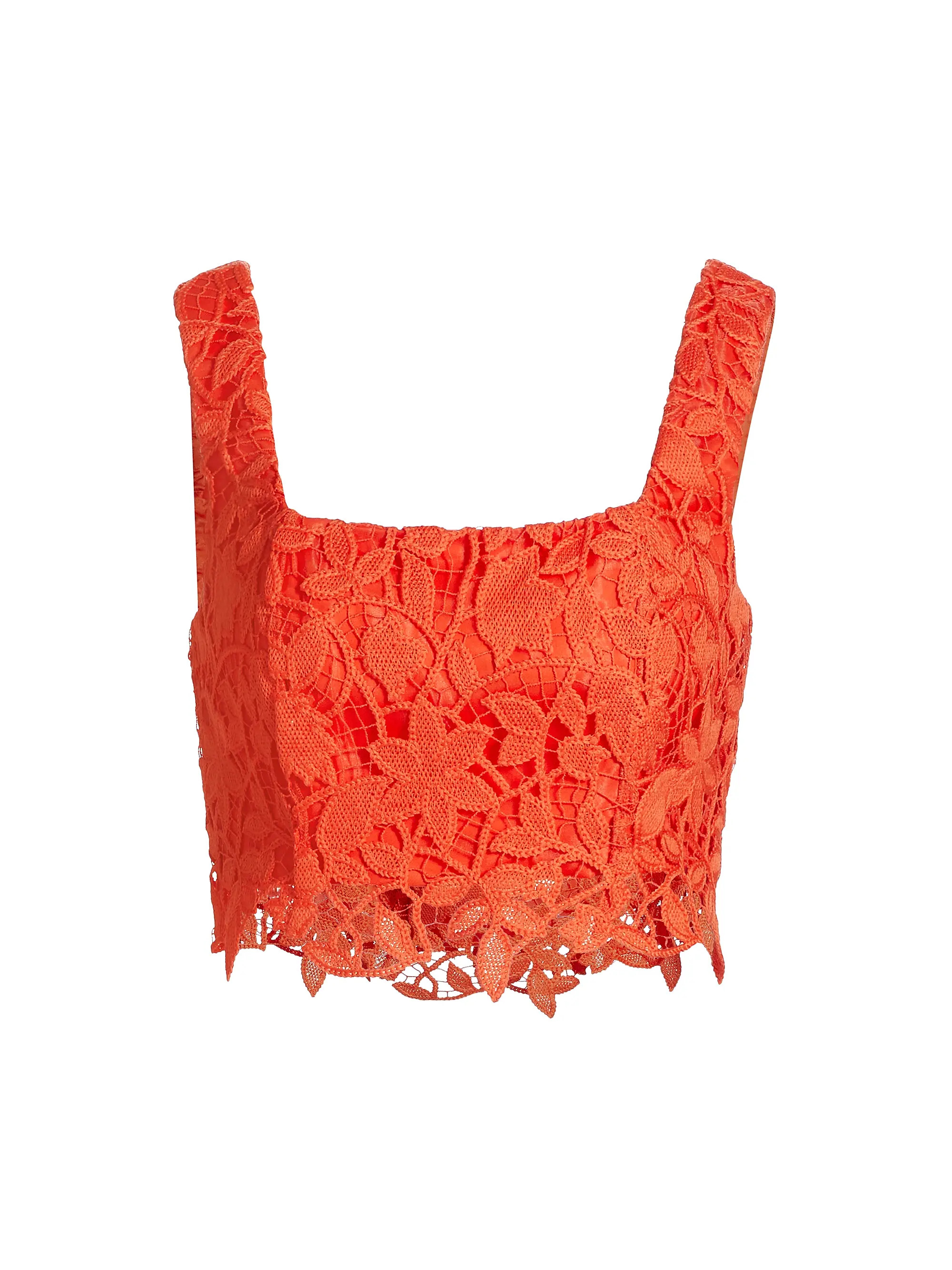 Shop Milly Chay Summer Floral Lace Crop Top | Saks Fifth Avenue | Saks Fifth Avenue