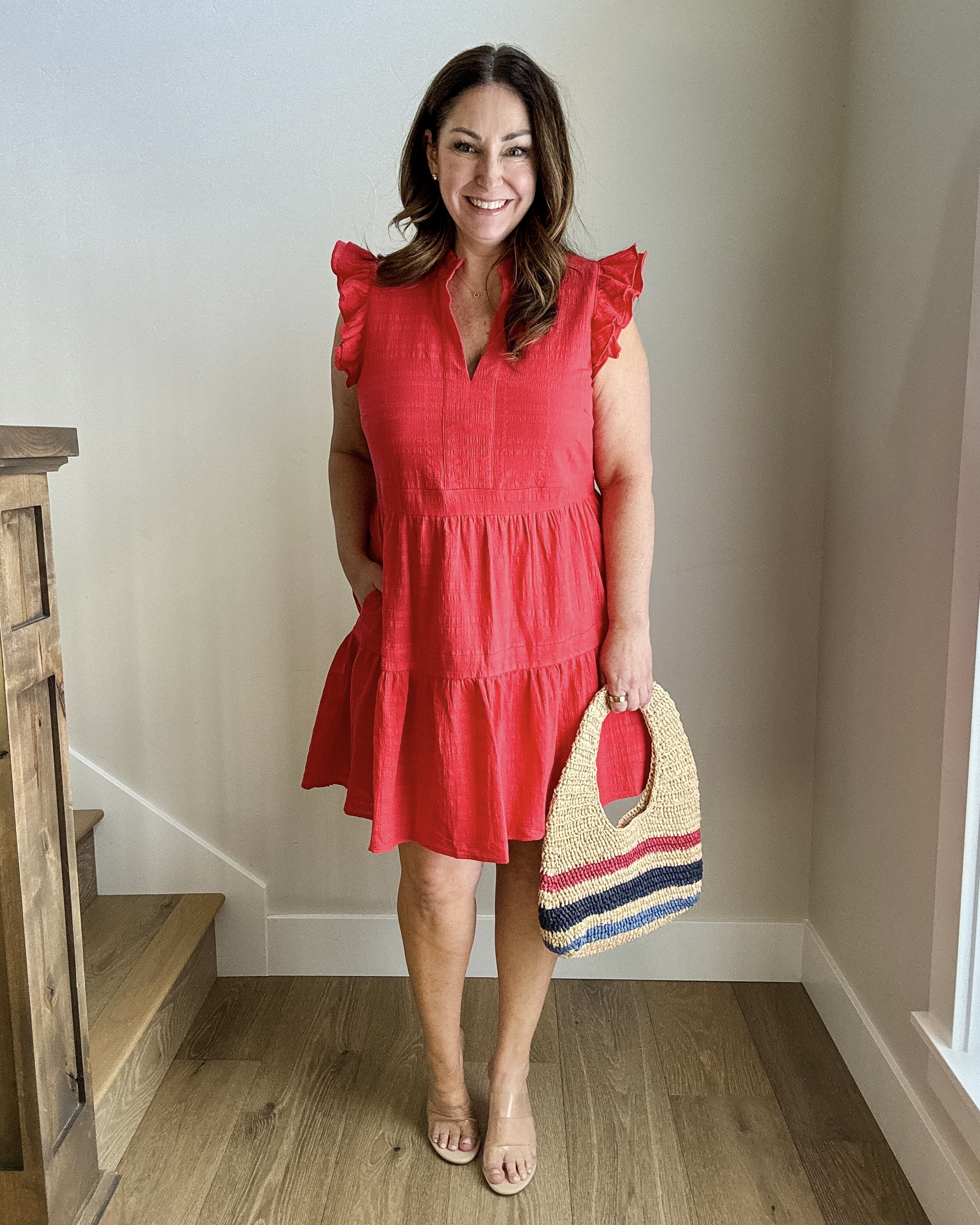 Summer Gibsonlook Flutter Sleeve Red Dress // Wearing tts, L // #summerdress #midsizefashion #summeroutfit