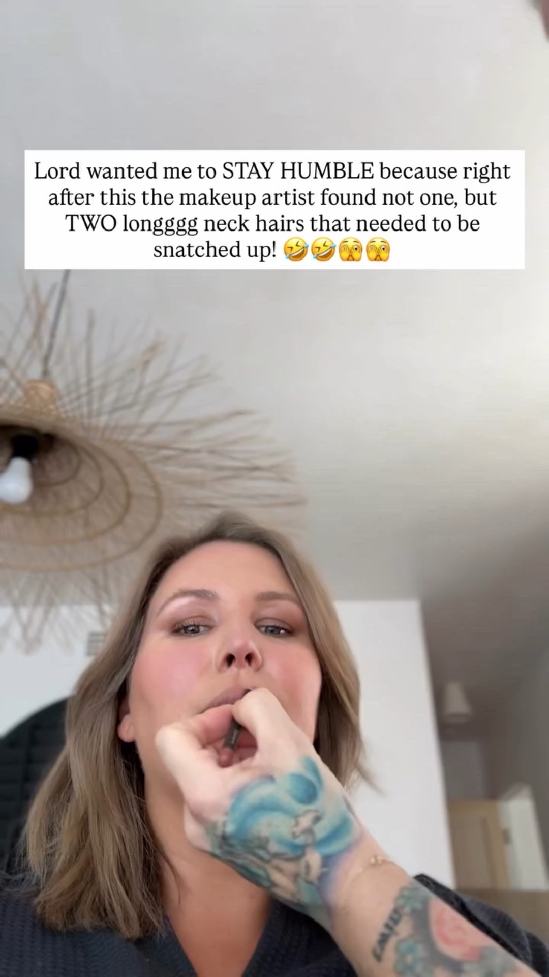 Lipliner color WHIRL 
Lord wanted me to STAY HUMBLE because right after this the makeup artist found not one, but TWO longggg neck hairs that needed to be snatched up! 🤣🤣🫣🫣

#LTKOver40 #LTKdayinmylife #LTKFindsUnder50