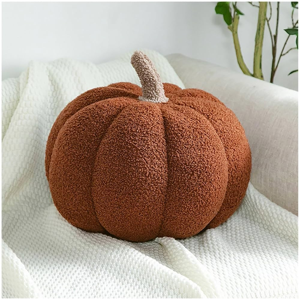 Fluffy Pumpkin Pillow Brown Plush Pumpkin Stuffed Tough Halloween Pumpkins Decorative Couch Throw... | Amazon (US)