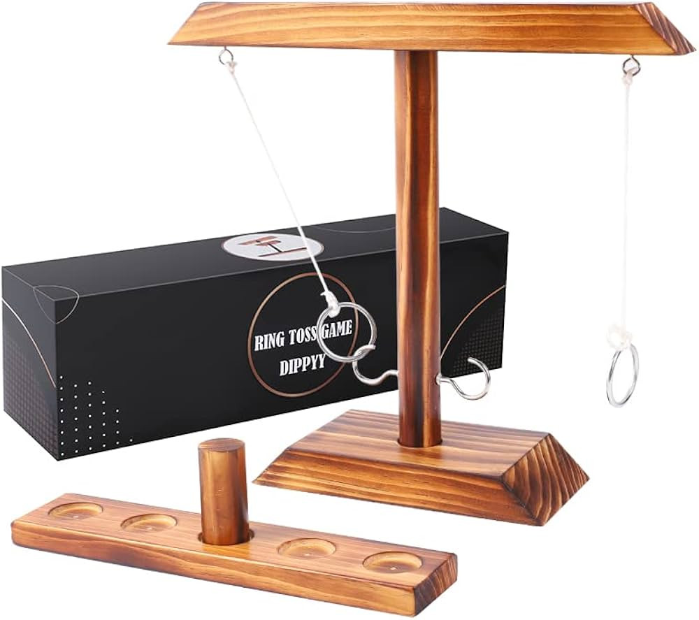 Dippyy Ring Toss Game for Adults - Wooden Ring Hook Tossing Game On a String, 2 Player Battle Rin... | Amazon (US)