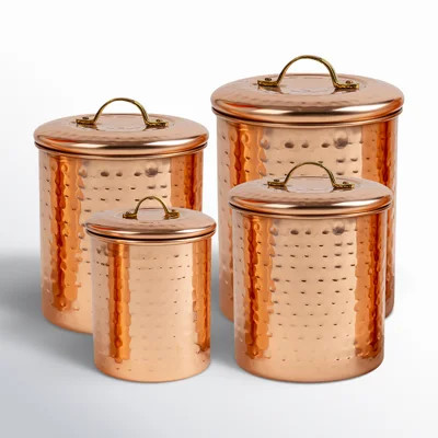 Set of 4 Canisters Stainless Steel 4 Piece Kitchen Canister Set | Wayfair North America
