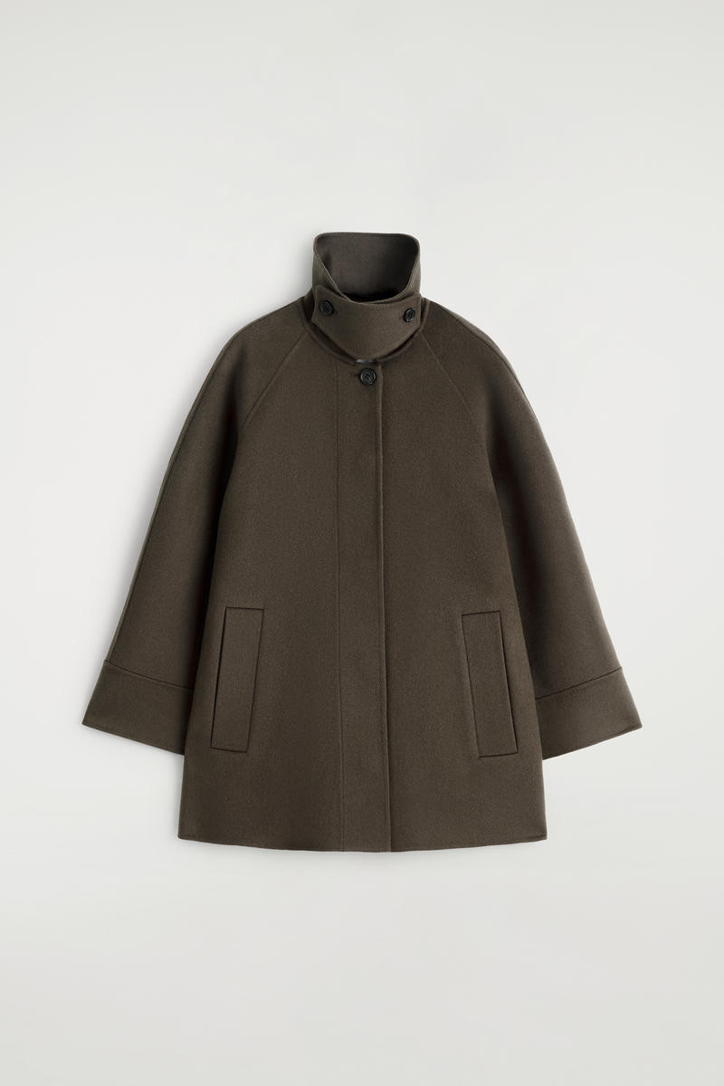 Mock-Neck Double-Faced Wool Short Coat | COS (US)