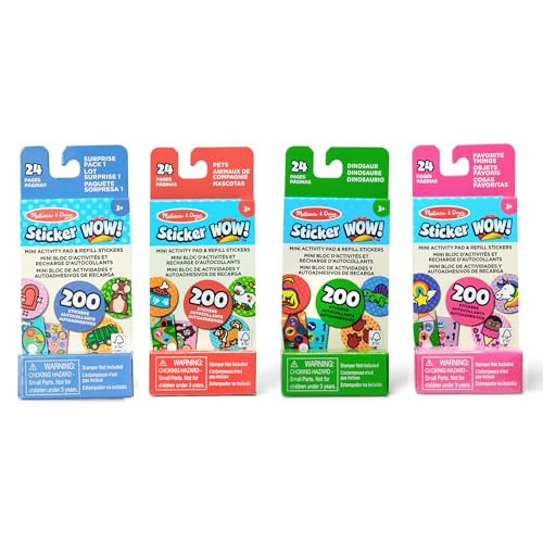 Melissa & Doug Sticker Wow!™ Mini Activity Pad and Refill Stickers 4-Pack (Dinosaur, Pets, Favorite Things, Surprise Pack 1) – 200 Stickers Each (800 Total) for Any Sticker Stamper (Not Included) | Amazon (US)