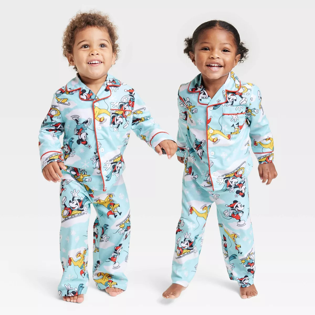 Toddler 2pc Disney 100 Mickey Mouse & Friends Matching Family Coat Pajama Set - Blue | Target