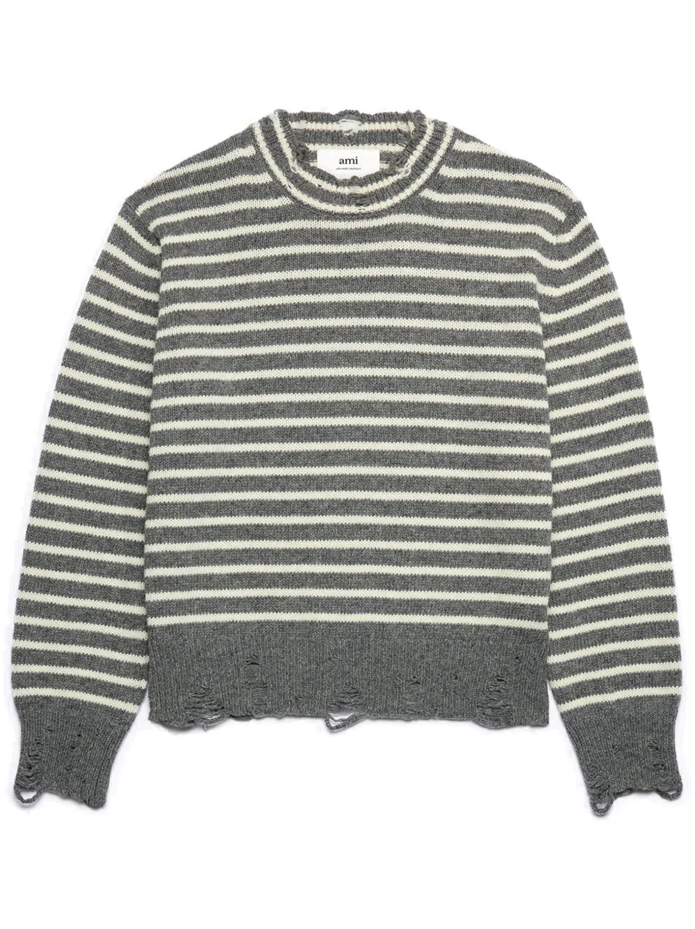 AMI Paris Striped Wool Jumper | Grey | FARFETCH RO | Farfetch Global