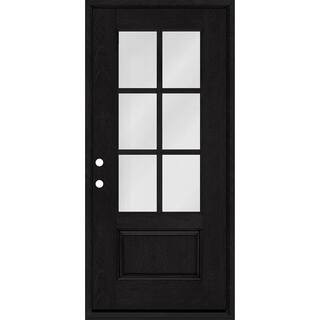 Regency 36 in. x 80 in. 3/4-6 Lite Clear Glass RHIS Onyx Stain Fiberglass Prehung Front Door w/80... | The Home Depot