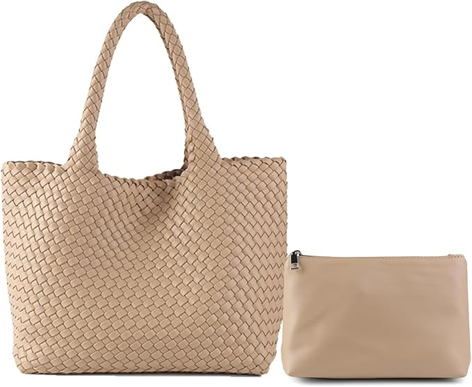 Woven Tote Bag for Women, Hobo Bag for Work, Large Beach Travel Handbags and Purses, Retro Should... | Amazon (US)