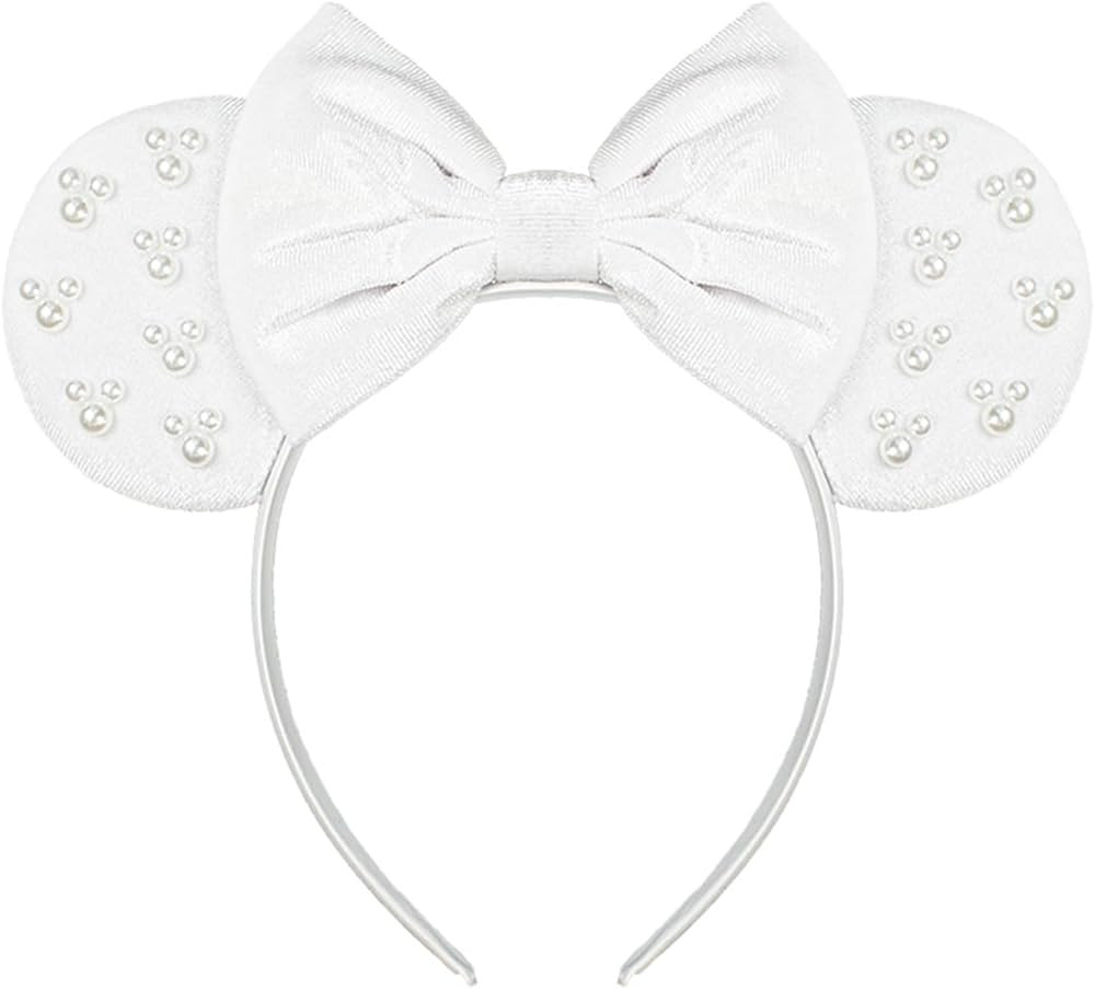 JIAHANG Velvet Mouse Ears Hair Bow Headband with Pearls, Party Decoration Costume Headwear Hair A... | Amazon (US)