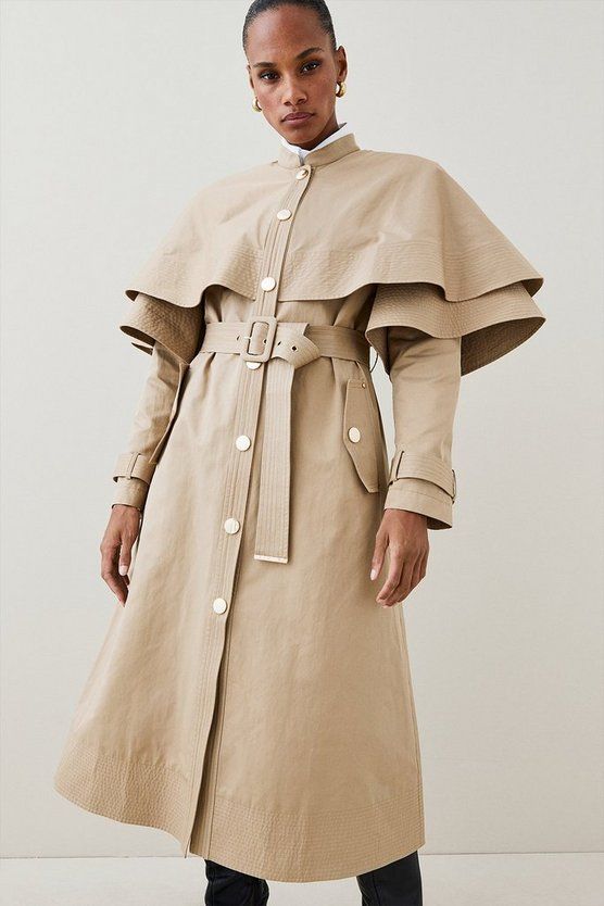 Storm Flap Layered Trench Coat | Karen Millen US