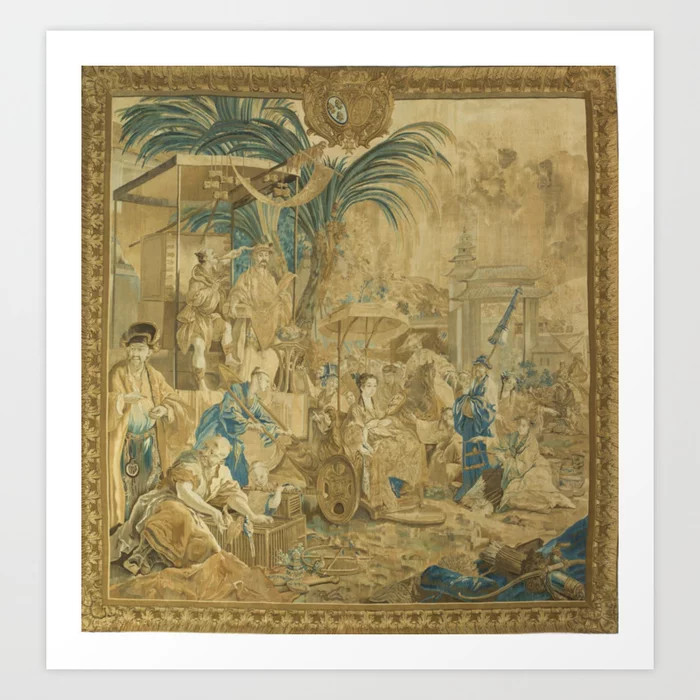 Antique 18th Century 'Chinese Fair' French Beauvais Tapestry Francois Boucher Art Print | Society6