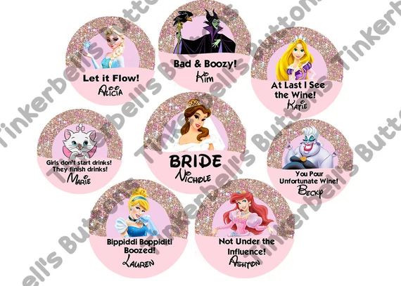 Disney Wedding Party Buttons-disney Bridesmaid Buttons-disney | Etsy | Etsy (US)