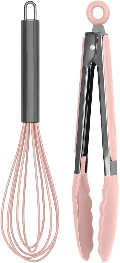 Country Kitchen 10" Whisk and Tong Kitchenware Set for Nonstick Cookware, Silicone and Stainless ... | Amazon (US)