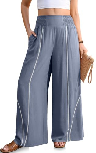 TARSE Womens Wide Leg Linen Pants Summer Casual High Waisted Lightweight Flowy Palazzo Pants with... | Amazon (US)